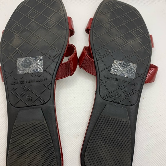 Montego Bay Club Red Gold Sandals Strappy Slip On Flat Shoes US Size 6.5 - Picture 7 of 7
